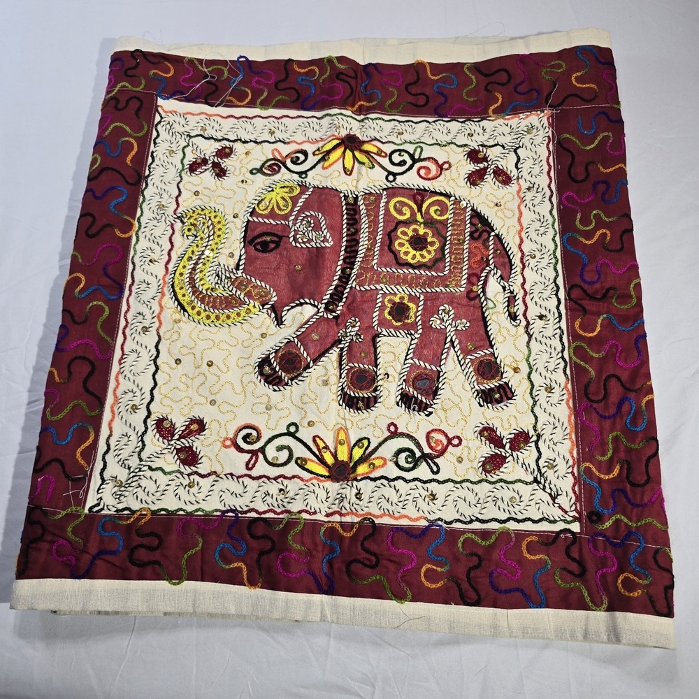 Indian Elephant Tapestry  Embroidery Hand‎ Made Table Runner 59.5" Long